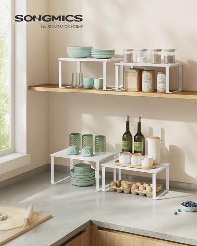 SONGMICS Cabinet Organizer Shelf, Set of 2 Spice Rack, Kitchen Storage