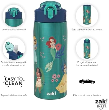 Zak Designs Disney Princess 19 oz Leak-Proof Kids Water Bottle With Straw