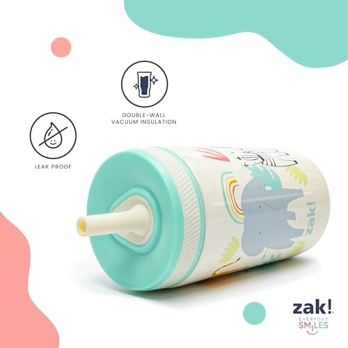 Zak Designs Shells Kelso Tumbler Set, Leak-Proof Screw-On Lid with Straw, Bundle for Kids Includes Plastic and Stainless Steel Cups with Bonus Sipper (3pc Set, Non-BPA)