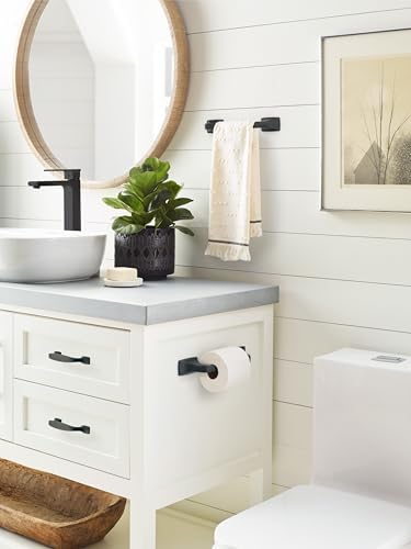Amerock Highland Ridge Matte Black 9 inch (229 mm) Center-to-Center Towel Bar, BH36015MB