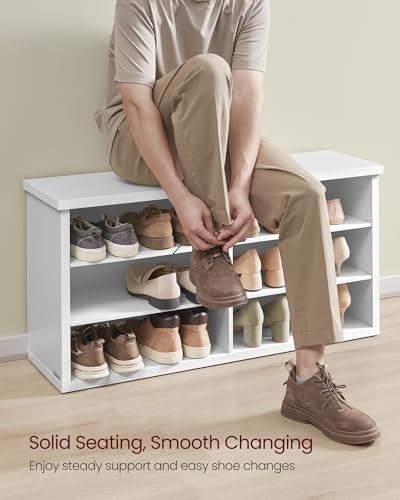 VASAGLE Shoe Bench, Storage Bench, 11.6 x 39.4 x 19.7 Inches