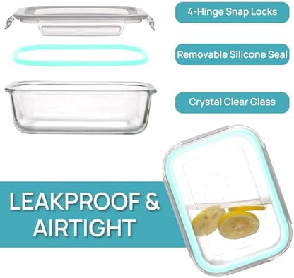 Vtopmart 5Pack 22oz Glass Storage Containers with Lids, Multicolour