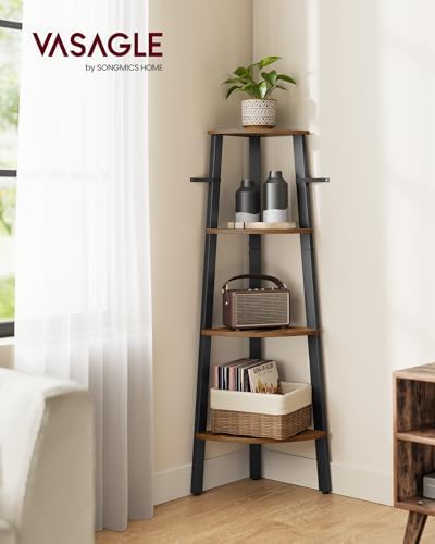VASAGLE 4-Tier Corner Shelf Stand, Modern Ladder Shelf