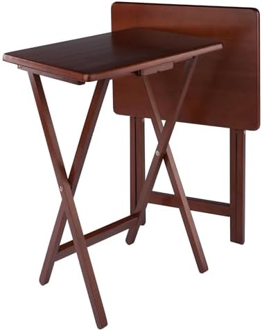 Winsome Alex Set of 2 Foldable Snack Tables, Walnut