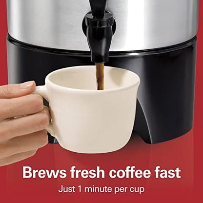 Hamilton Beach 45 Cup Fast Brew Coffee Urn, Hot Beverage Dispenser, and Silver Coffee Maker