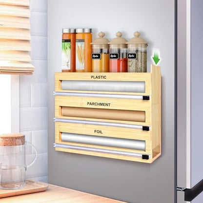 MSJGA Magnetic Plastic Wrap Dispenser with Cutter for Drawer&Refrigerator