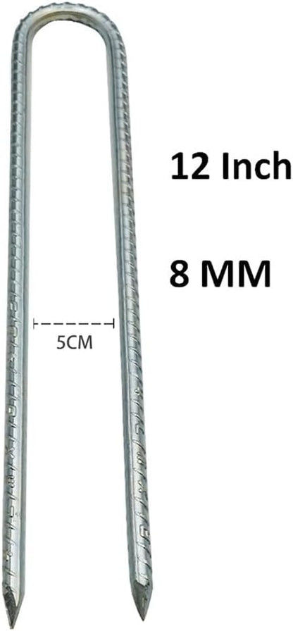 Ground Stakes Galvanized Steel Rebar Stakes Heavy Duty U Shaped Trampoline Stake Ground Anchors Pegs 12inch 4 Pack