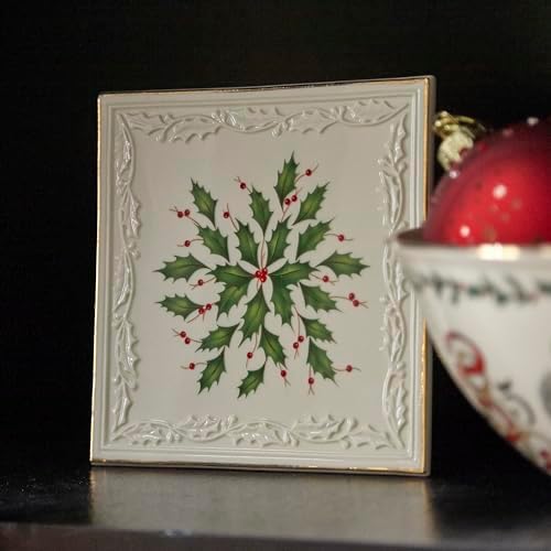 Lenox Holiday Porcelain Christmas Trivet, 6 Inch