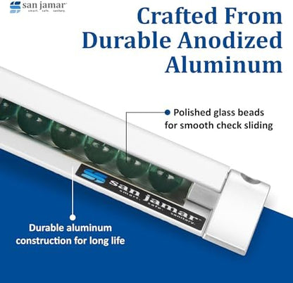 San Jamar Order Ticket Holder for Restaurant – 18" Anodized Aluminum Metal Receipt Holder with Grip Track – Durable Wall Mount Check Rack for Kitchen, Restaurant and Service Counters