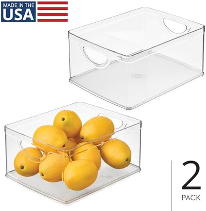 iDesign Pantry Storage Bins with Handles, Set of 2, Clear