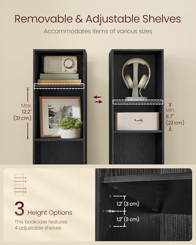 VASAGLE Bookshelf, 6-Tier Bookcase, 11.9 x 9.4 x 63.3 Inches