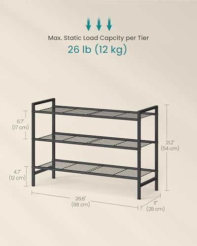 SONGMICS 3-Tier Metal Shoe Rack, Vertical Shelf, Holds up to 16 Pairs