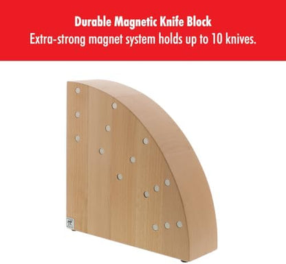 ZWILLING Round Magnetic Knife Block, Made in Italy, Natural Beechwood Kitchen Knife Holder, Contemporary Countertop Storage
