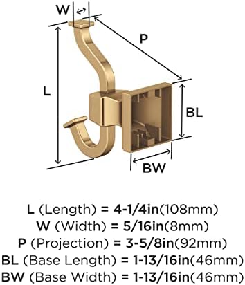 Amerock Mulholland Double Prong Champagne Bronze Wall-Mounted Hook