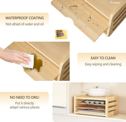 Celestite Wooden Baking Sheet Organizer for Cabinet, Baking Tray Organizer, Cookie Sheet Organizer for Cabinet Kitchen Storage Organization Accessories