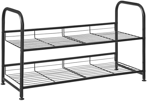 SONGMICS 2-Tier Stackable Metal Shoe Rack, Holds Up to 8 Pairs of Shoes
