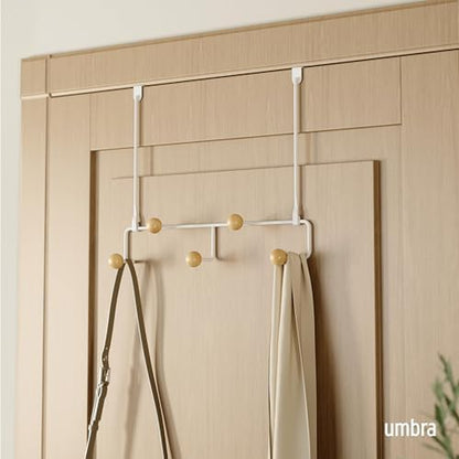 Umbra Estique Over the Door Organizer, 5-Hook Steel, Small, White/Natural