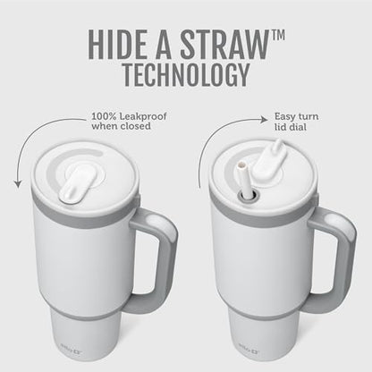 Ello Oasis 30oz Insulated Stainless Steel Tumbler with Straw, Grayscale