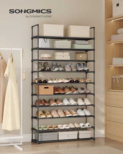 SONGMICS Shoe Rack, 10-Tier Shoe Organizer, Metal Storage Shelf