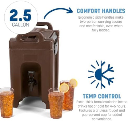 Carlisle FoodService Products Cateraide LD Insulated Beverage Server, Drink Dispenser with Spigot for Commercial or Home Use, 2.5 Gallon Capacity, 1 Count, Black