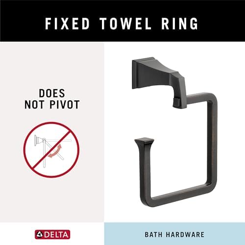 Delta Dryden (1-Pack) Hand Towel Holder Venetian Bronze Towel Racks for Bathroom Wall Square Towel Ring Holder for Bath Towel Hanger for Kitchen, Bathroom Accessories 75146-RB