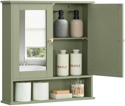 VASAGLE Bathroom Cabinet with Mirror, Wall-Mounted, 2 Mirrored Doors