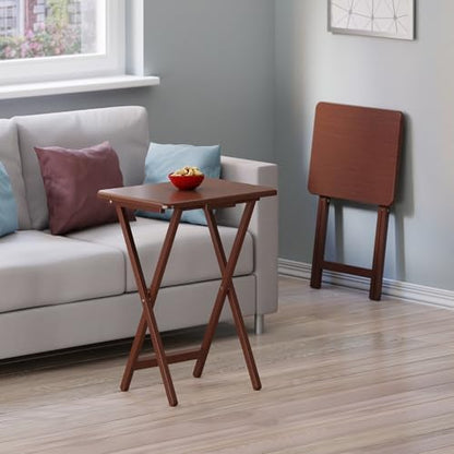 Winsome Alex Set of 2 Foldable Snack Tables, Walnut