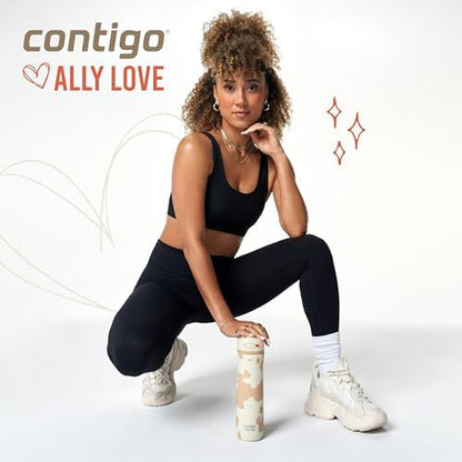 Contigo x Ally Love Ashland Chill 2.0, Stainless Steel, Spill Proof Water Bottle with AutoPop Easy Lean Lid, BPA Free, 24oz, Licorice