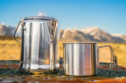 Coghlan's Aluminum Coffee Pot, 9-Cup Percolator for Camping, Lightweight Stovetop Coffee Maker, Durable and Portable Outdoor Brew Gear