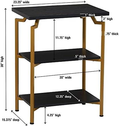 Household Essentials Crown Black Oak Grain Bookshelf with Gold Iron