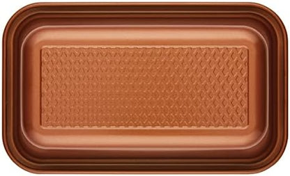 Ayesha Curry Bakeware Nonstick Meatloaf/Loaf Pan Set, Two 9 Inch x 5 Inch, Copper