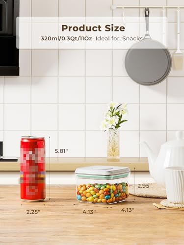 Small Airtight Container, 0.3Qt Mini Snack Jar with Pop-Top Lid