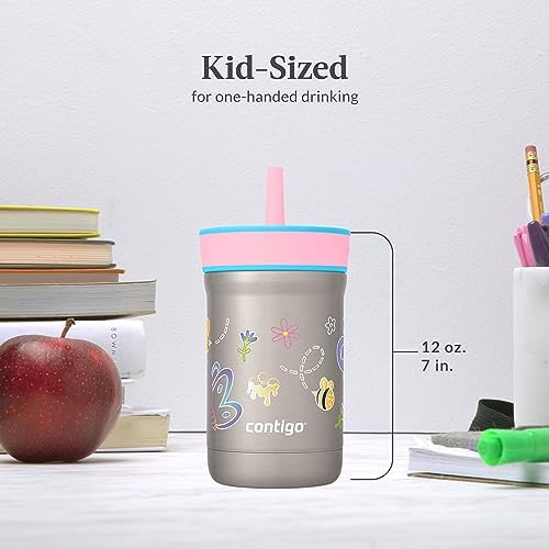 Contigo Kids’ Leighton Straw Tumbler with Spill-Proof Lid 12oz Raspberry/Azalea
