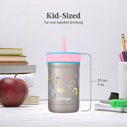 Contigo Kids’ Leighton Straw Tumbler with Spill-Proof Lid 12oz Raspberry/Azalea