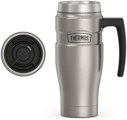 THERMOS Stainless King Travel Mug with Handle, 16oz, Matte Steel