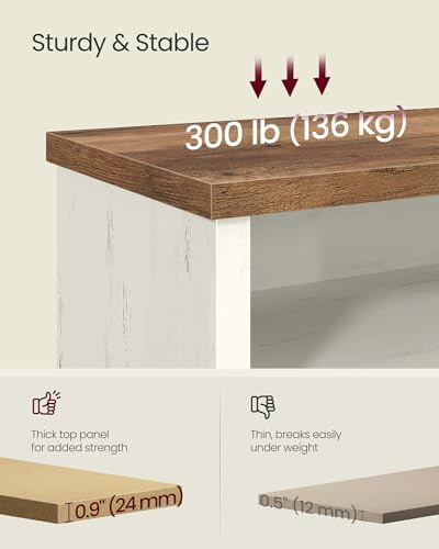VASAGLE Shoe Bench, Storage Bench, 11.6 x 39.4 x 19.7 Inches