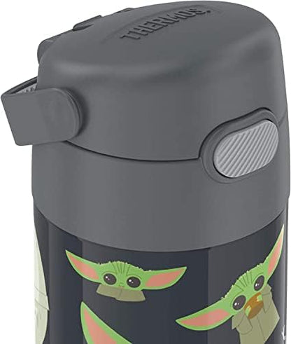 THERMOS FUNTAINER Water Bottle with Straw - 12 Ounce - Kids Stainless Steel Vacuum Insulated Water Bottle with Lid, Mandalorian (Pack of 6)