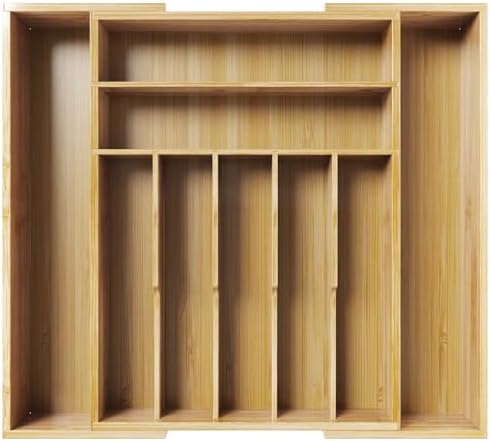 Kitsure Silverware Organizer, Bamboo Kitchen Drawer Tray, Natural, XX-Large