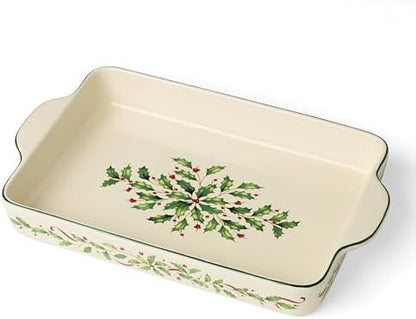 Lenox Holiday Stoneware Large Rectangular Christmas Baking Dish
