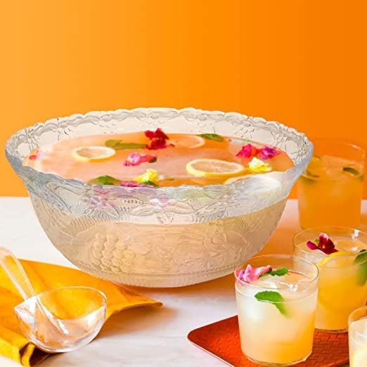 S.G Premium Quality 2 Gallon / 8 Quart Clear Plastic Punch Bowl