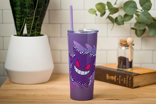 Silver Buffalo Pokémon Gengar Purple, Stainless Steel Tumbler, 22oz