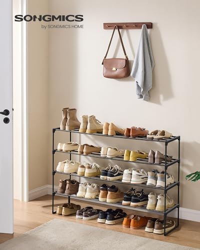 SONGMICS Shoe Rack, 4-Tier Shoe Organizer, Metal Storage Shelf
