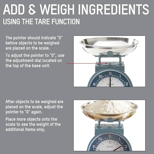 Taylor Vintage Mechanical Kitchen Scale - 11 lb Max Capacity, Storm Blue