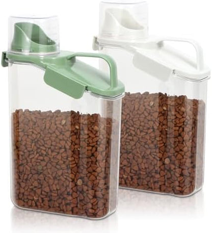 TBMax Rice Container Cereal Storage Container 2 Pack, Kitchen Pantry Dry Food Storage Holder with Easy-Pouring Spout & Handy Cup, Small Pet Dog Cat Food Dispenser for Daily Feeding
