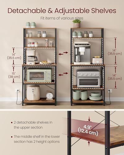 VASAGLE Coffee Bar, 23.6 Inches 6-Tier Baker's Rack with 6 Hooks
