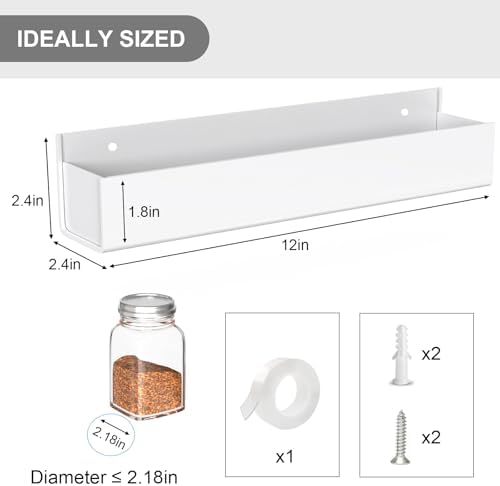 PMMASTO 4-Pack White Acrylic Spice Rack Organizers for Cabinet Doors