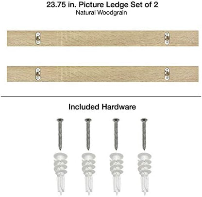 MCS Picture Ledge Shelf, Room Decor Floating Shelf, Natural Woodgrain, 23.75 Inch, Set of 2