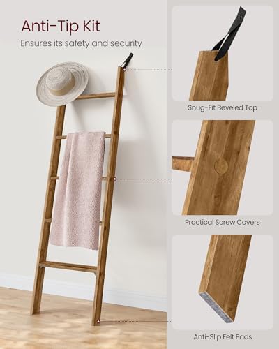 VASAGLE 5-Tier Blanket Ladder, Modern Basic Ladder Shelf