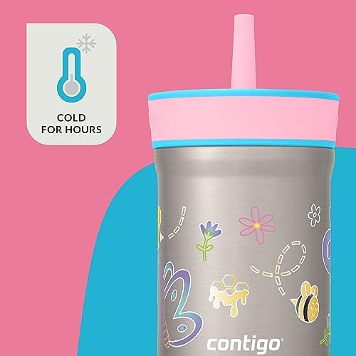 Contigo Kids’ Leighton Straw Tumbler with Spill-Proof Lid 12oz Raspberry/Azalea
