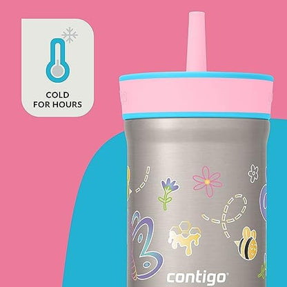 Contigo Kids’ Leighton Straw Tumbler with Spill-Proof Lid 12oz Raspberry/Azalea